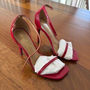 Red Patent Ankle Strap High Heel Sandals